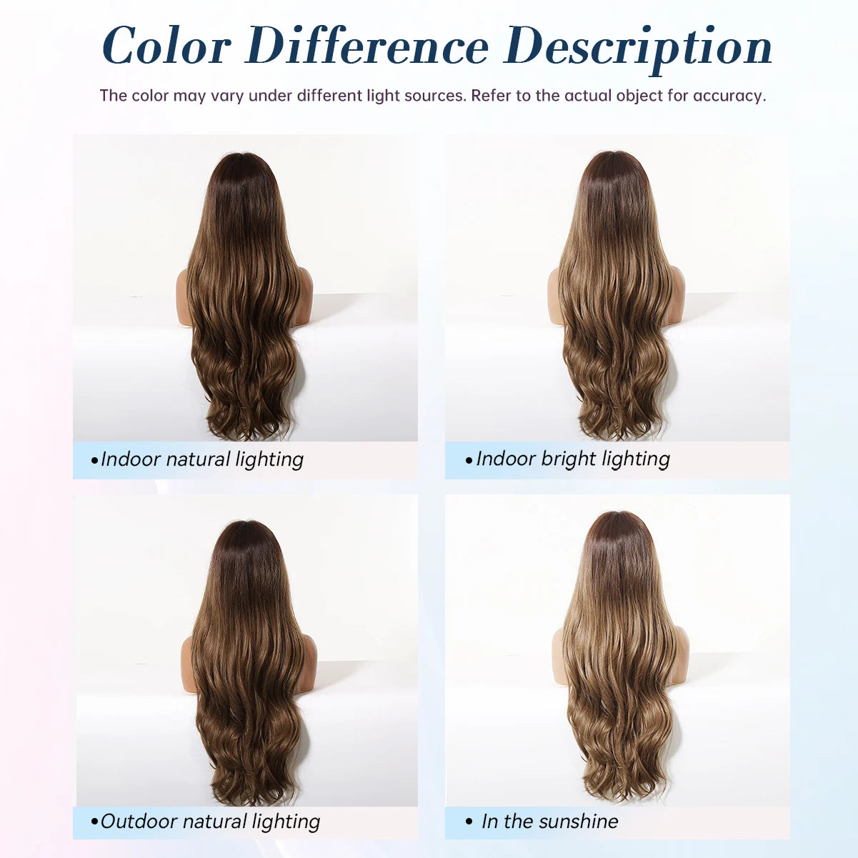 LOUIS FERRE Long Wavy Ombre Brown Wig with Bangs Synthetic Hair Wig Heat Resistant Daily Wear Office Party Cosplay Halloween