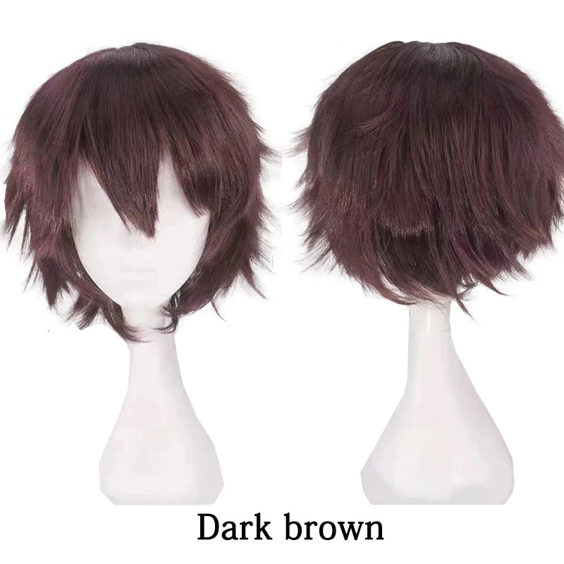 10-Inch Short Straight Hair Suitable For Both Men And Women, Cosplay Synthetic Hair Anime Role-Play Halloween Party Upturned Wig