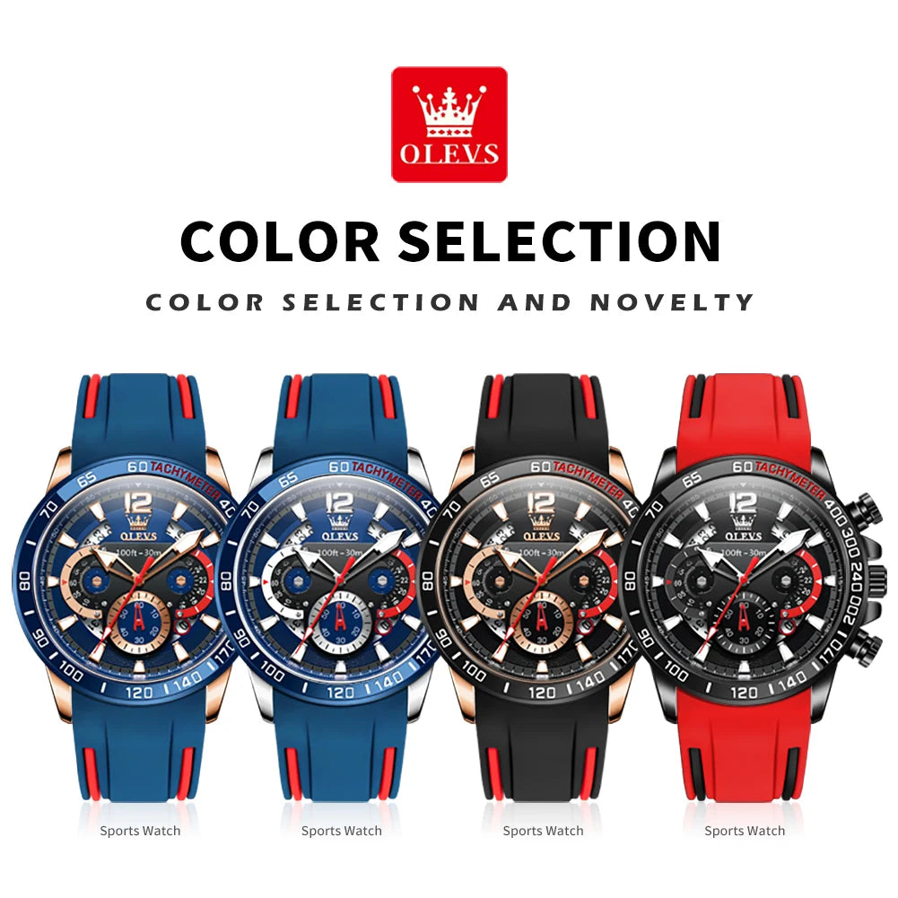OLEVS casual fashion Men's wristwatch Chronograph waterproof 46mm Large dial quartz watch for man luminous sports genuine watch