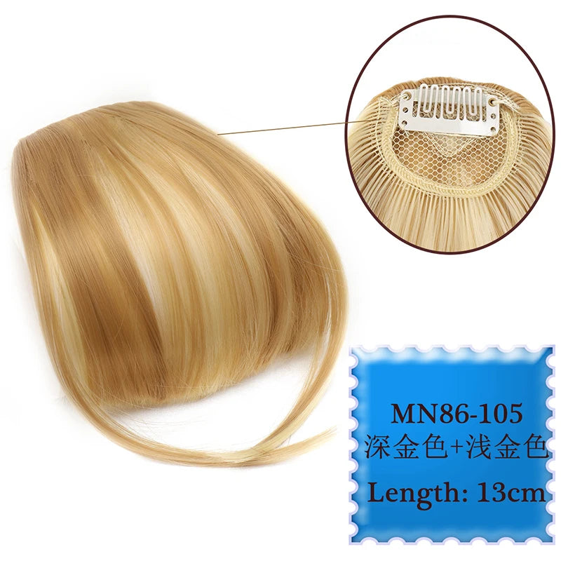 Synthetic Hair Clip In Bangs Brown Colored Invisible Front Fringes Clip in Hair Air Bangs Natural Black Fake Hair Bangs For Girl