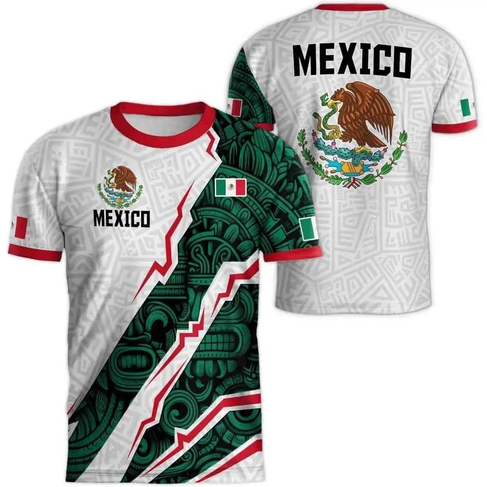 2026 Mexico National Flag Print T Shirt Men women 3D Eagle Pattern Short Sleeve Tees Outdoor Football Sports Clothes Casual Tops