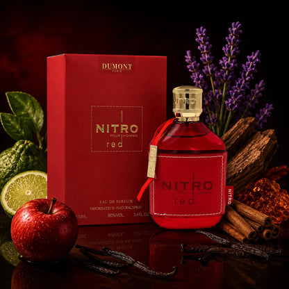 Dumont Nitro Red Pour Homme Eau de Parfum for Men, 3.4 Fl Oz / 100ml, Bold Masculine Fragrance Spray with Red Bottle and Gift Box for Daily Wear, Date Night and Special Occasions