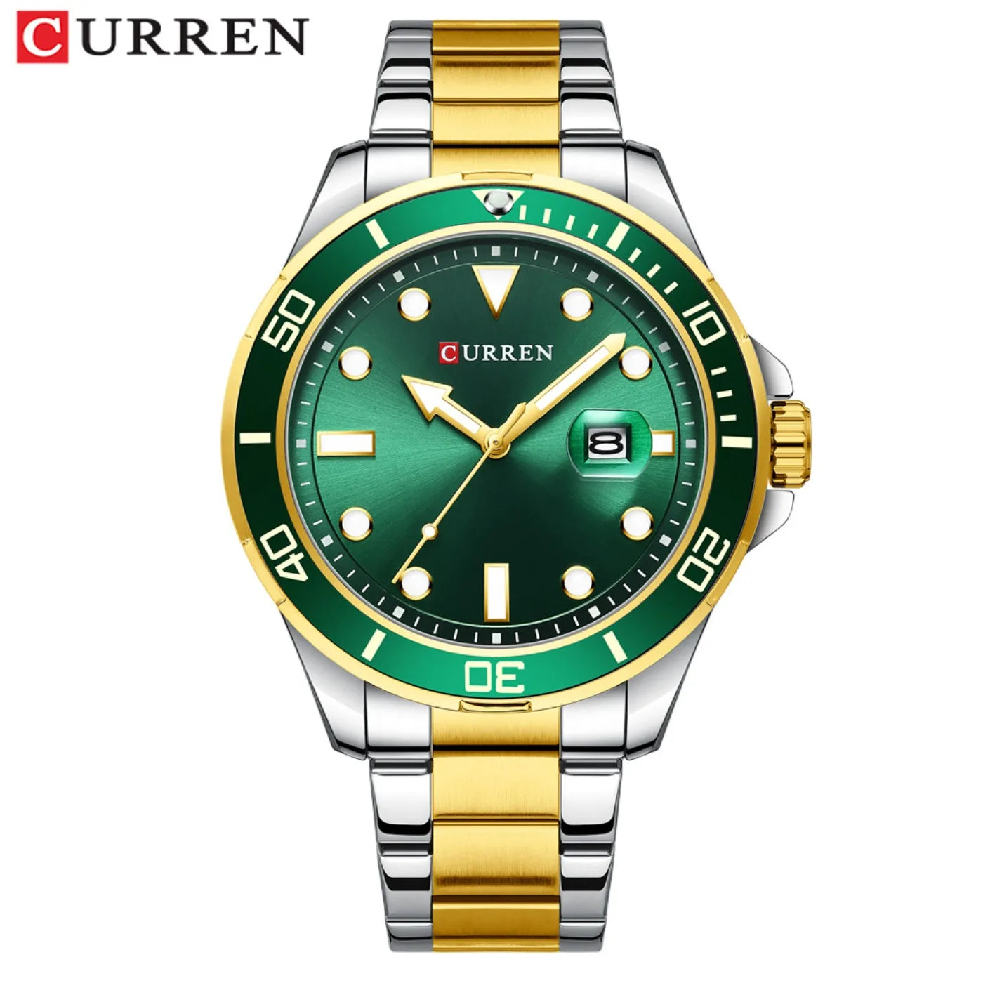 CURREN New Green Water Ghost Series Brand High-end Luxury Watches Automatic Watch Men All Steel Waterproof Quartz Watch Gifts