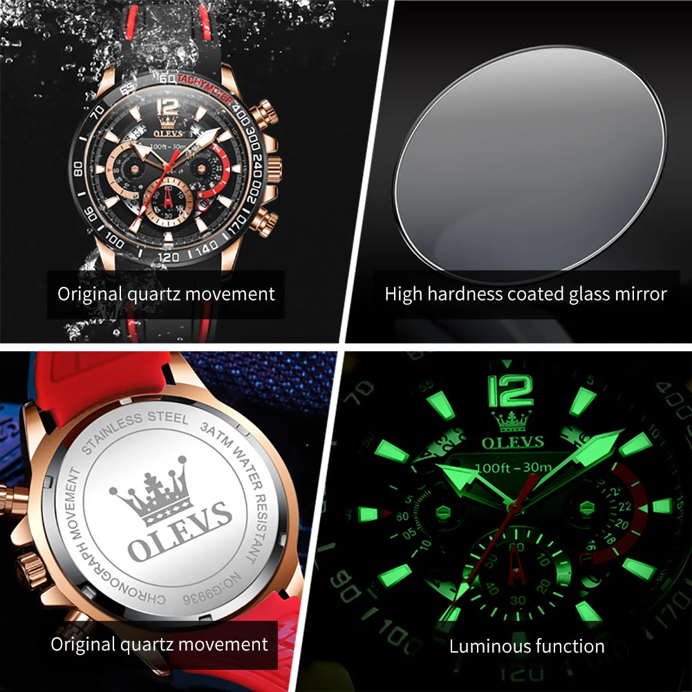 OLEVS casual fashion Men's wristwatch Chronograph waterproof 46mm Large dial quartz watch for man luminous sports genuine watch