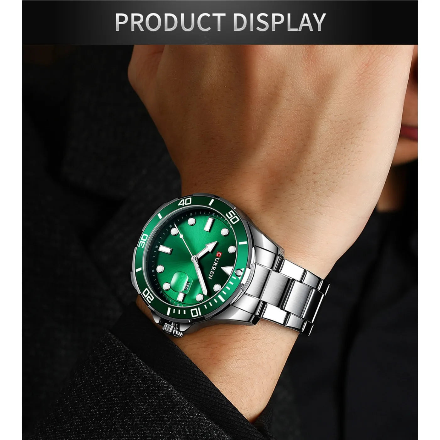 CURREN New Green Water Ghost Series Brand High-end Luxury Watches Automatic Watch Men All Steel Waterproof Quartz Watch Gifts