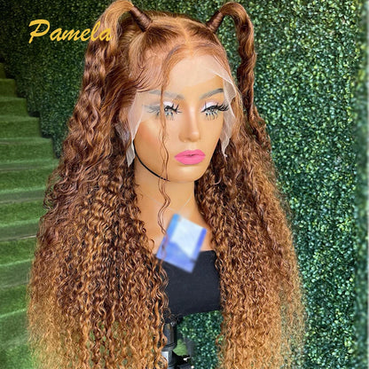 Lagos Hairline Ombre Colored Curly 100% Human Hair Wigs Brazilian Hair 13x6 Transparent Lace Frontal Wigs On Clearance Sale