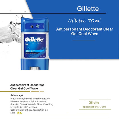 Gillette Clear Gel Cool Wave Anti-perspirant Deodorant 70ml*3 packs/6packs, Sweat & Odour protection, Cool wave