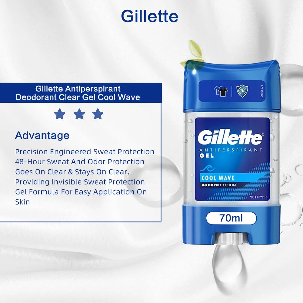 Gillette Clear Gel Cool Wave Anti-perspirant Deodorant 70ml*3 packs/6packs, Sweat & Odour protection, Cool wave