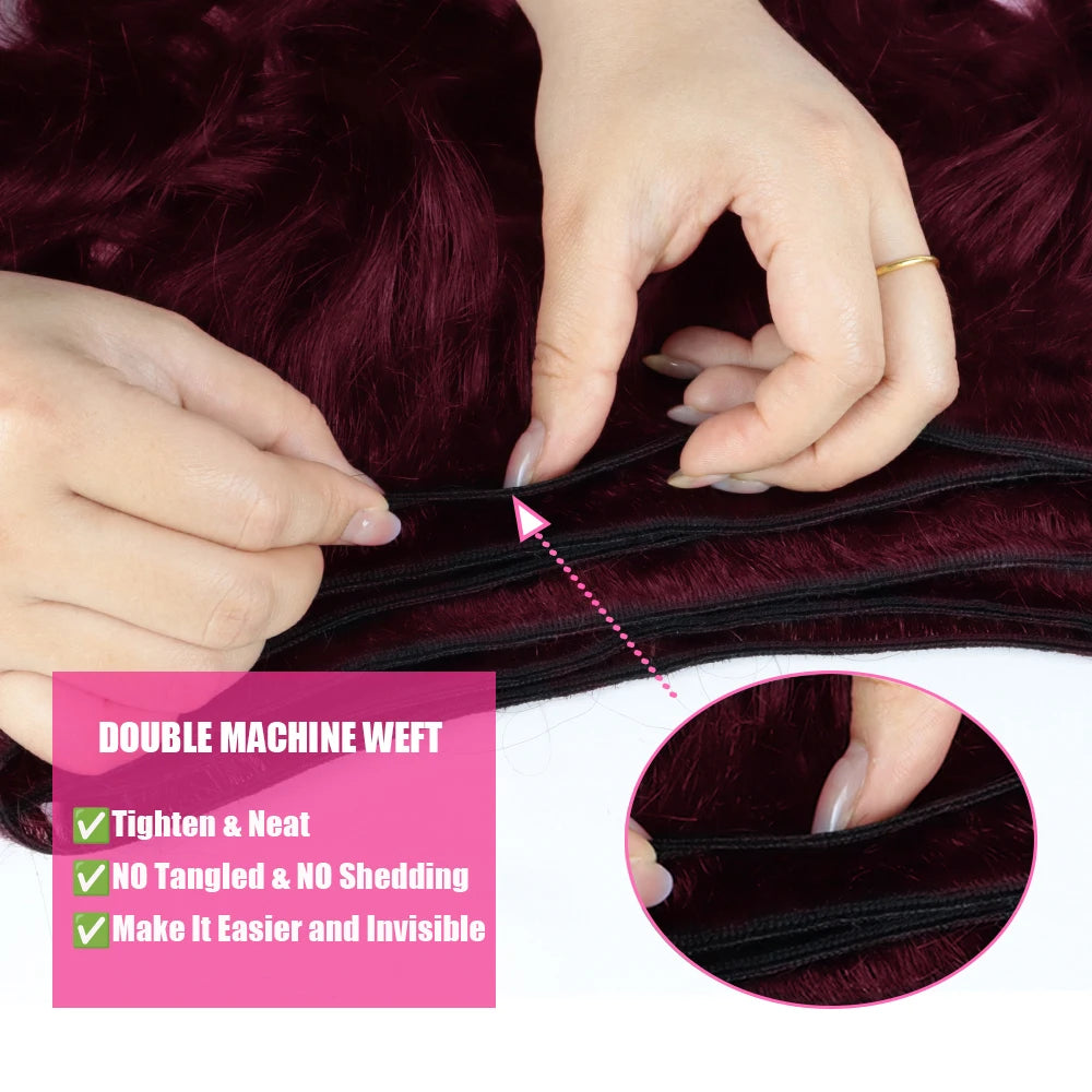 99J Color Burmese Curly Hair Bundles Burgundy Human Hair Bundle Extension Human Hair Weave Tissage  Deep Wave 1/3/4 Bundles
