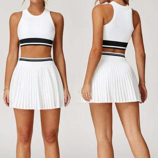 Custom Tennis Skirt Sportswear Fitness Vest Sportswear Tennis Custom Sport Dress Golf Skirt Women 2 Pieces Tennis Skirt Set