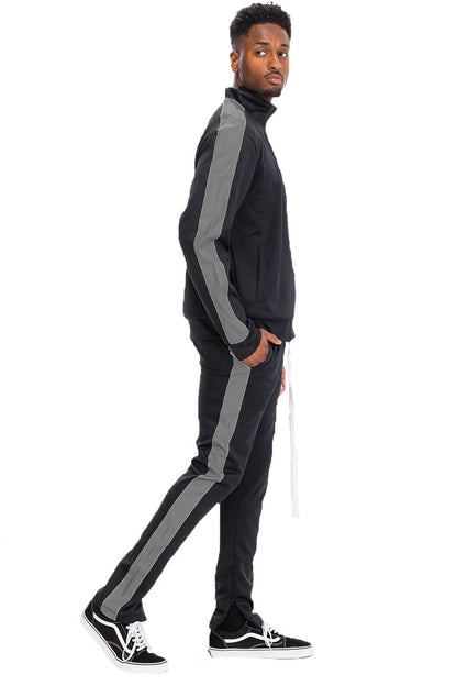 Single Stripe Zip Up Track Jacket and Track Pant Matching Set SET123