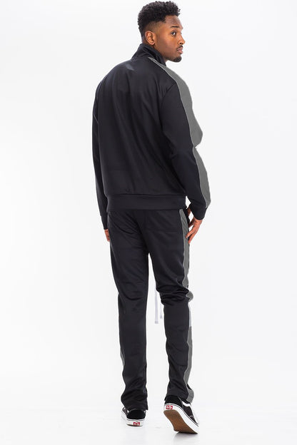 Single Stripe Zip Up Track Jacket and Track Pant Matching Set SET123