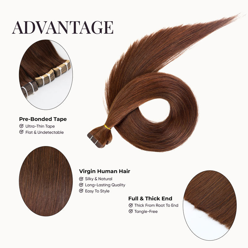 Dark Brown (2) Tape-In Hair Extensions (50g - 100g)