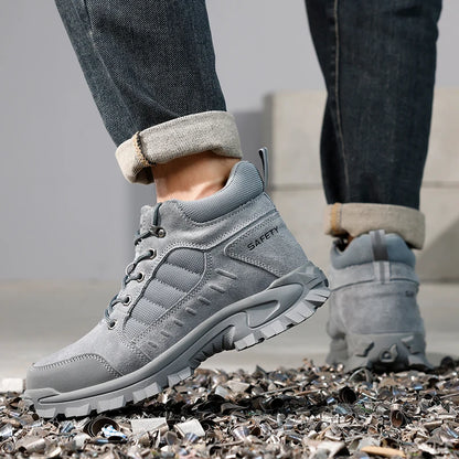 GUYISA Men High Top Mesh Safety Shoes Anti-impact And Puncture-resistant Rubber Steel Toe