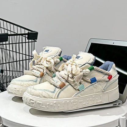 2026 New Thick Sole Trendy Bread Board Shoes for Men, Dreadlocks Design, Comfortable Wear-resistant Casual Sneakers, Multi-color