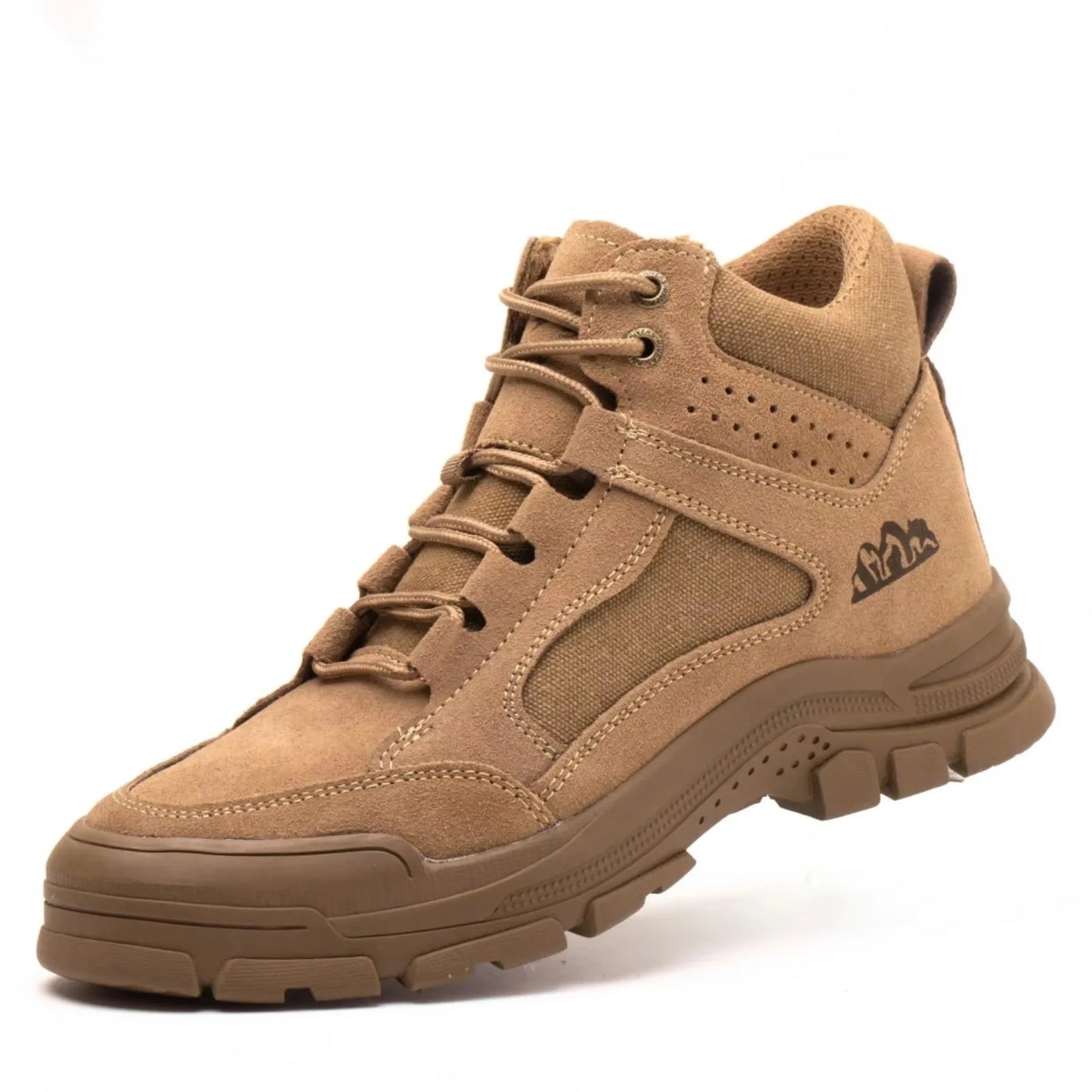 JIANKUN Mid Cut Unisex Suede Leather Work Boots Sneakers with Anti-Smash Iron Toe Comfortable Warm Safety Shoes for Men Women