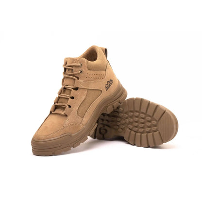 JIANKUN Mid Cut Unisex Suede Leather Work Boots Sneakers with Anti-Smash Iron Toe Comfortable Warm Safety Shoes for Men Women
