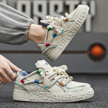 2026 New Thick Sole Trendy Bread Board Shoes for Men, Dreadlocks Design, Comfortable Wear-resistant Casual Sneakers, Multi-color
