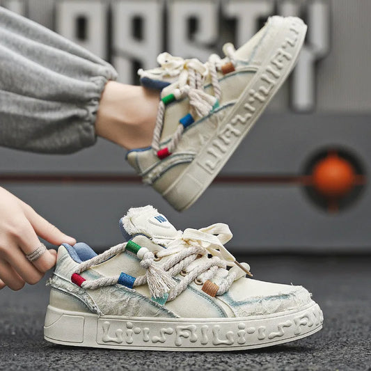 2026 New Thick Sole Trendy Bread Board Shoes for Men, Dreadlocks Design, Comfortable Wear-resistant Casual Sneakers, Multi-color