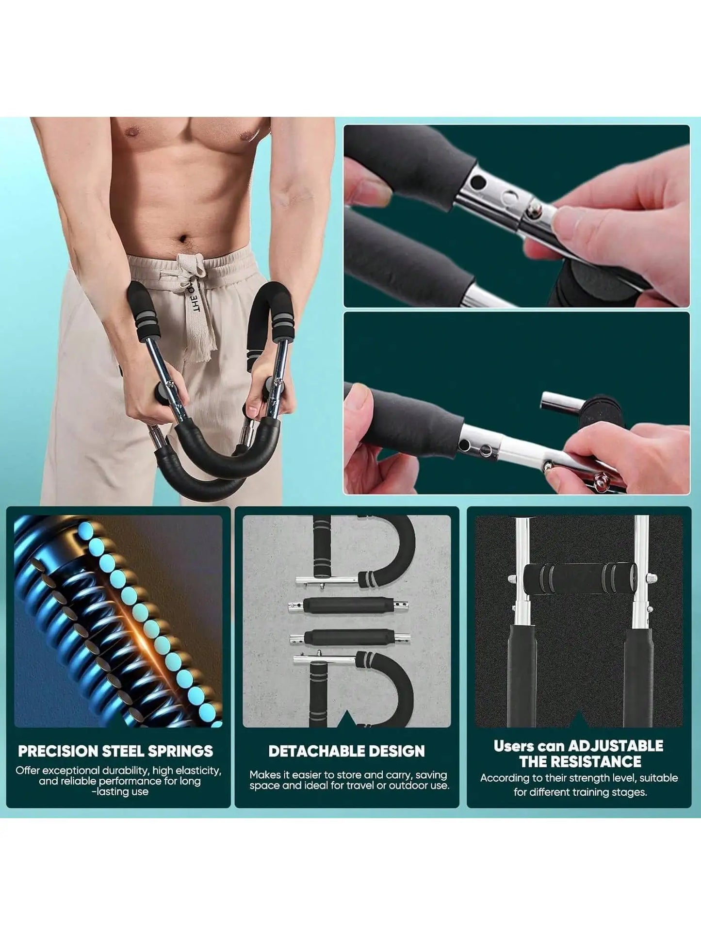 Wrist trainer. Arm trainer for men and women, adjustable resistance chest trainer, 80 lb arm chest trainer upper body trainer