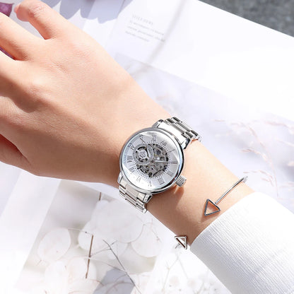 ORKINA Automatic Mechanical Women's Watch Top Brand Luxury Fashion Casual Leather or Stainless Steel Band Lady Dress Wristwatch