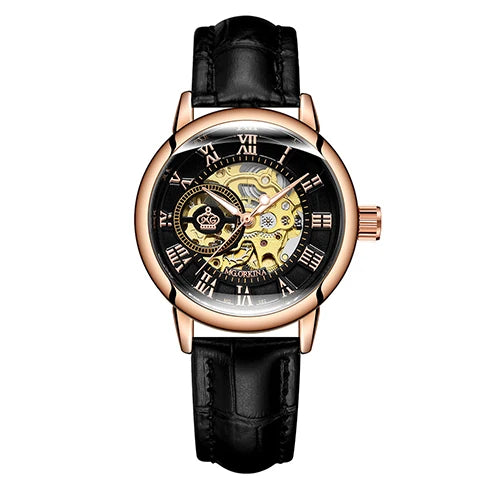ORKINA Automatic Mechanical Women's Watch Top Brand Luxury Fashion Casual Leather or Stainless Steel Band Lady Dress Wristwatch