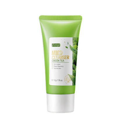50g Green Tea Facial Cleanser Natural Plants Deep Cleansing Oil-Control Moisturizing Brighten Soften Skin Dense Foam Skin Care