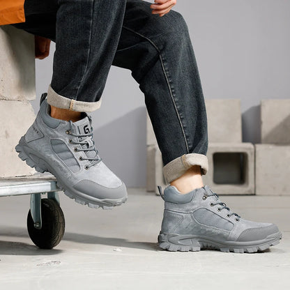 GUYISA Men High Top Mesh Safety Shoes Anti-impact And Puncture-resistant Rubber Steel Toe