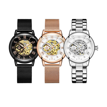 ORKINA Automatic Mechanical Women's Watch Top Brand Luxury Fashion Casual Leather or Stainless Steel Band Lady Dress Wristwatch