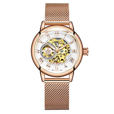 ORKINA Automatic Mechanical Women's Watch Top Brand Luxury Fashion Casual Leather or Stainless Steel Band Lady Dress Wristwatch