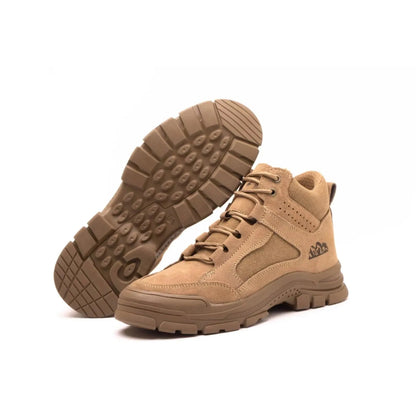 JIANKUN Mid Cut Unisex Suede Leather Work Boots Sneakers with Anti-Smash Iron Toe Comfortable Warm Safety Shoes for Men Women