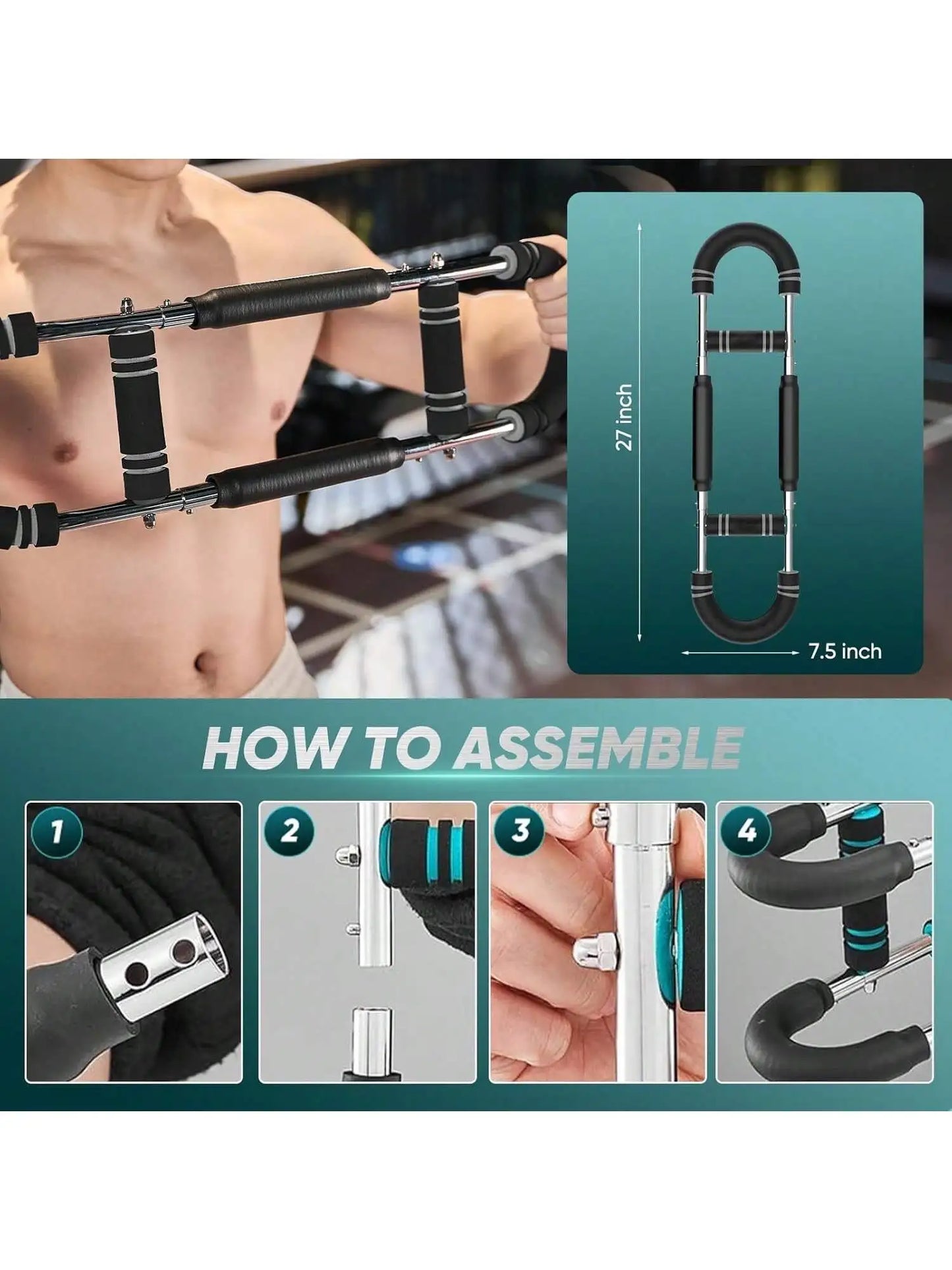 Wrist trainer. Arm trainer for men and women, adjustable resistance chest trainer, 80 lb arm chest trainer upper body trainer