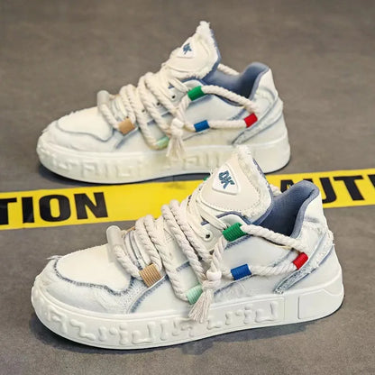 2026 New Thick Sole Trendy Bread Board Shoes for Men, Dreadlocks Design, Comfortable Wear-resistant Casual Sneakers, Multi-color