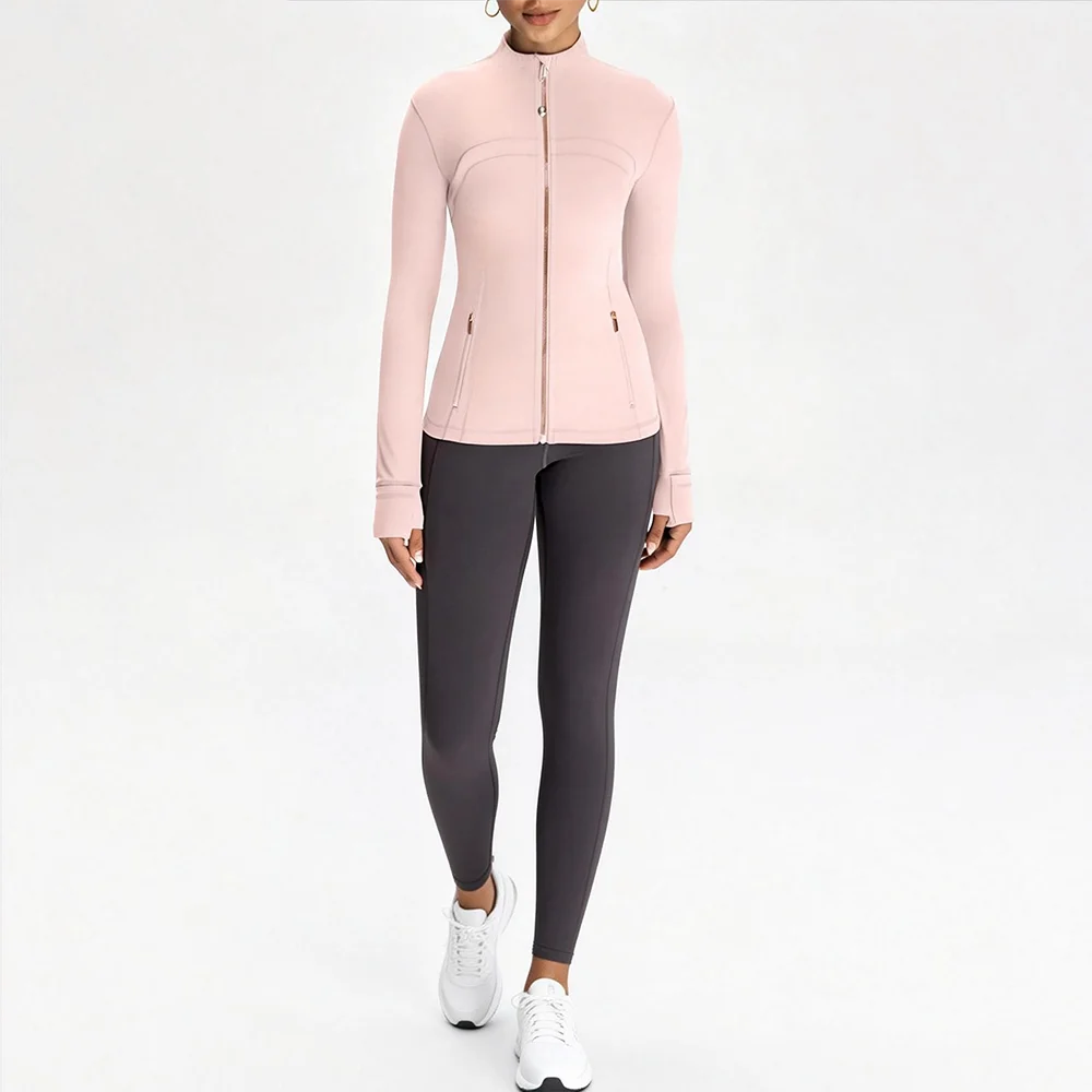 USA Zipper Two Piece Legging Sets Women High Elastic Yoga Outfit Long Sleeve Tops & Pants Gym Set