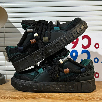 2026 New Thick Sole Trendy Bread Board Shoes for Men, Dreadlocks Design, Comfortable Wear-resistant Casual Sneakers, Multi-color
