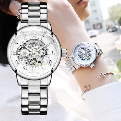 ORKINA Automatic Mechanical Women's Watch Top Brand Luxury Fashion Casual Leather or Stainless Steel Band Lady Dress Wristwatch