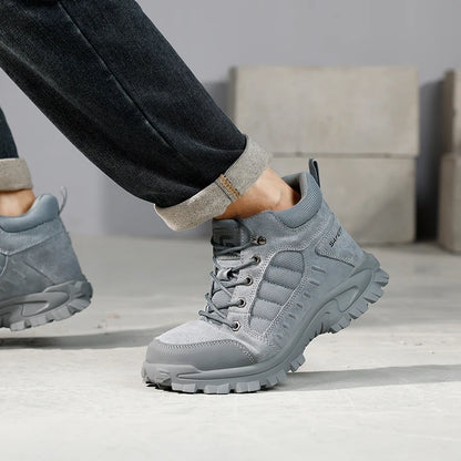 GUYISA Men High Top Mesh Safety Shoes Anti-impact And Puncture-resistant Rubber Steel Toe
