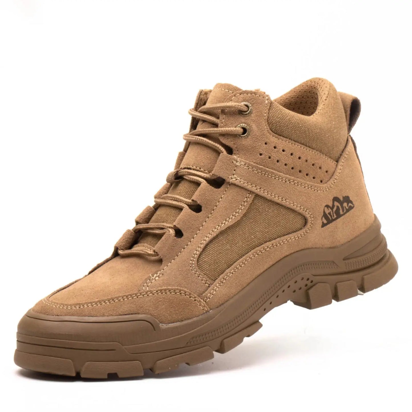 JIANKUN Mid Cut Unisex Suede Leather Work Boots Sneakers with Anti-Smash Iron Toe Comfortable Warm Safety Shoes for Men Women