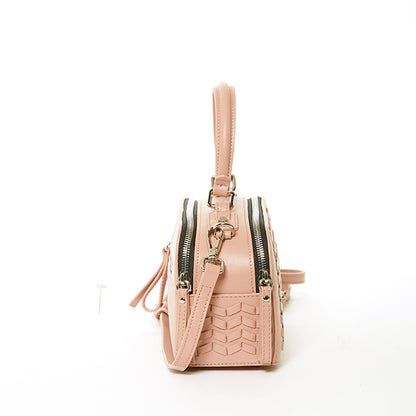 Woven Leather Crossbody Bag Pink Purse Women's Handbag