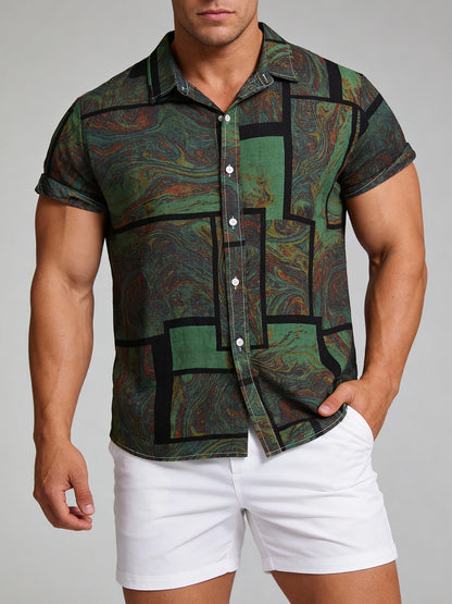 Cross-border foreign trade AliExpress EBAY Europe station new men's shirt Hawaii printed short sleeve top loose tide