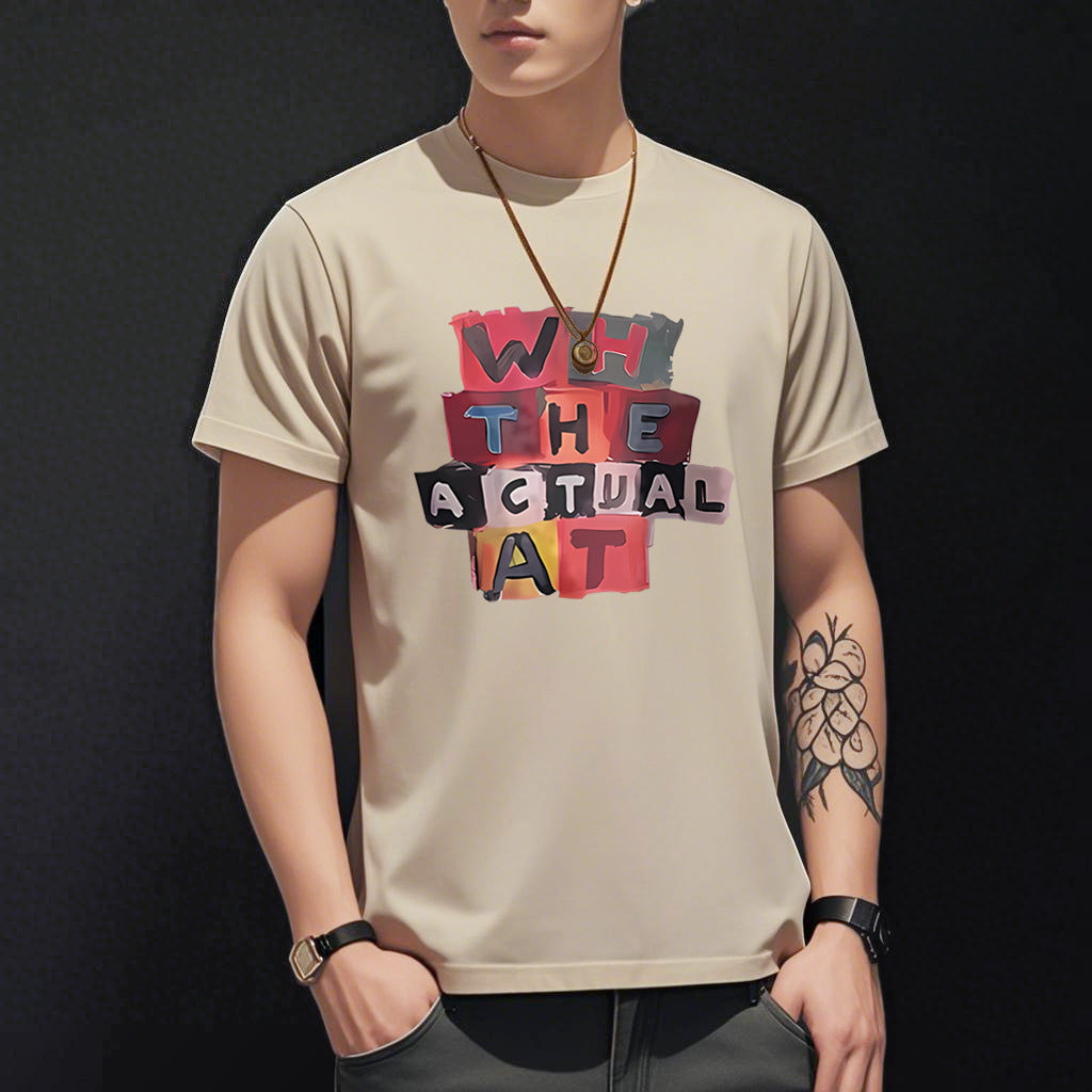 Men's Short-sleeved T-shirt American Casual Summer Round Neck Printed Base Breathable T-shirt All-match Top Half-sleeved Round Neck T-shirt