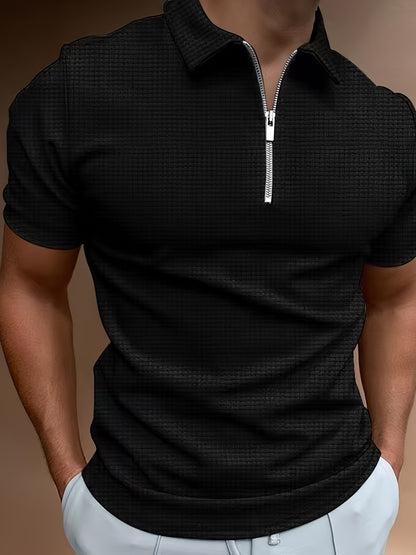 Mens Short Sleeve Solid Zipper Shirt Breathable Dry Shirt