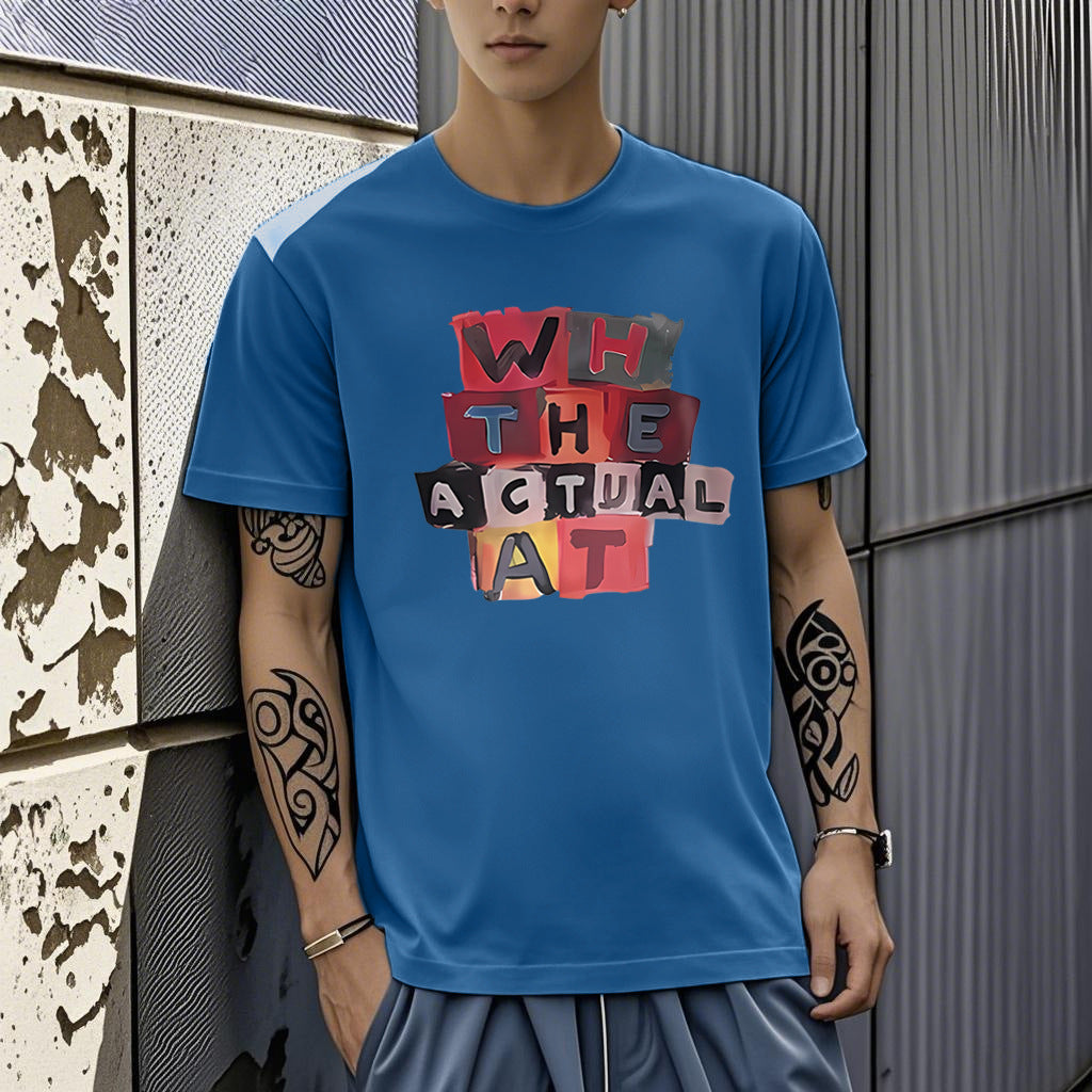 Men's Short-sleeved T-shirt American Casual Summer Round Neck Printed Base Breathable T-shirt All-match Top Half-sleeved Round Neck T-shirt