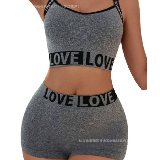 Europe and the United States cross-border foreign trade AliExpress for underwear suit LOVE letters waist head camisole women's boxer shorts