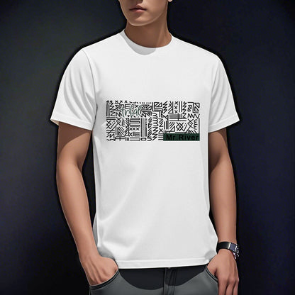 Men's Short-sleeved T-shirt American Casual Summer Round Neck Printed Base Breathable T-shirt All-match Top Half-sleeved Round Neck T-shirt