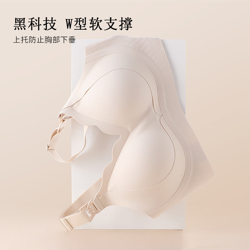 Pregnant Women's Breastfeeding Underwear Gather-up Anti-sagging Pregnancy Lactation Period Non-rims Gathering Para-lactation Postpartum Feeding Bra Thin