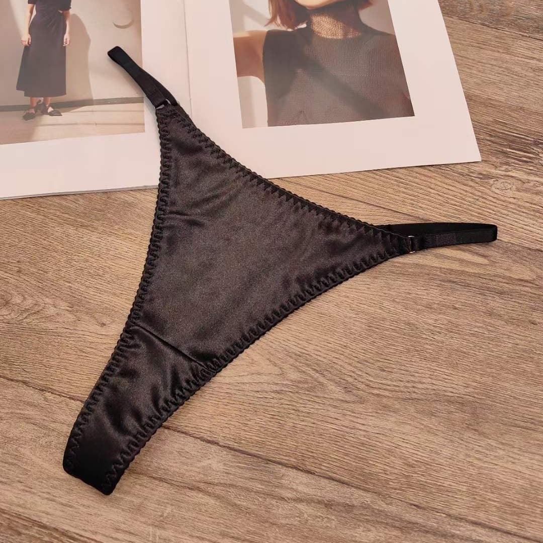 Cross-border Women's Thong Sexy Leopard Print Satin Seamless Underwear Cotton Crotch Breathable Low Waist Underwear