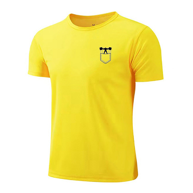 Quick-drying mesh sports T-shirt men's short-sleeved versatile slim round neck breathable bottoming shirt casual muscle fitness clothes