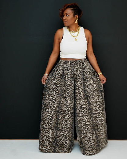 2024 autumn and winter new Amazon European and American casual fashion camouflage wide leg pants women's clothing