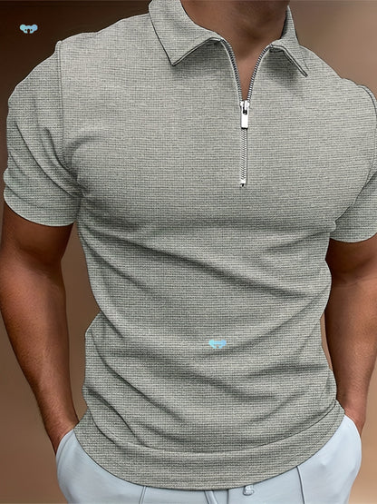 Mens Short Sleeve Solid Zipper Shirt Breathable Dry Shirt